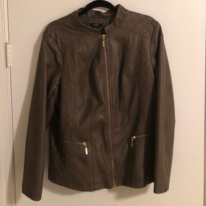 Brown Faux Leather Jacket.